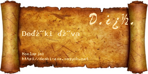Deáki Éva névjegykártya